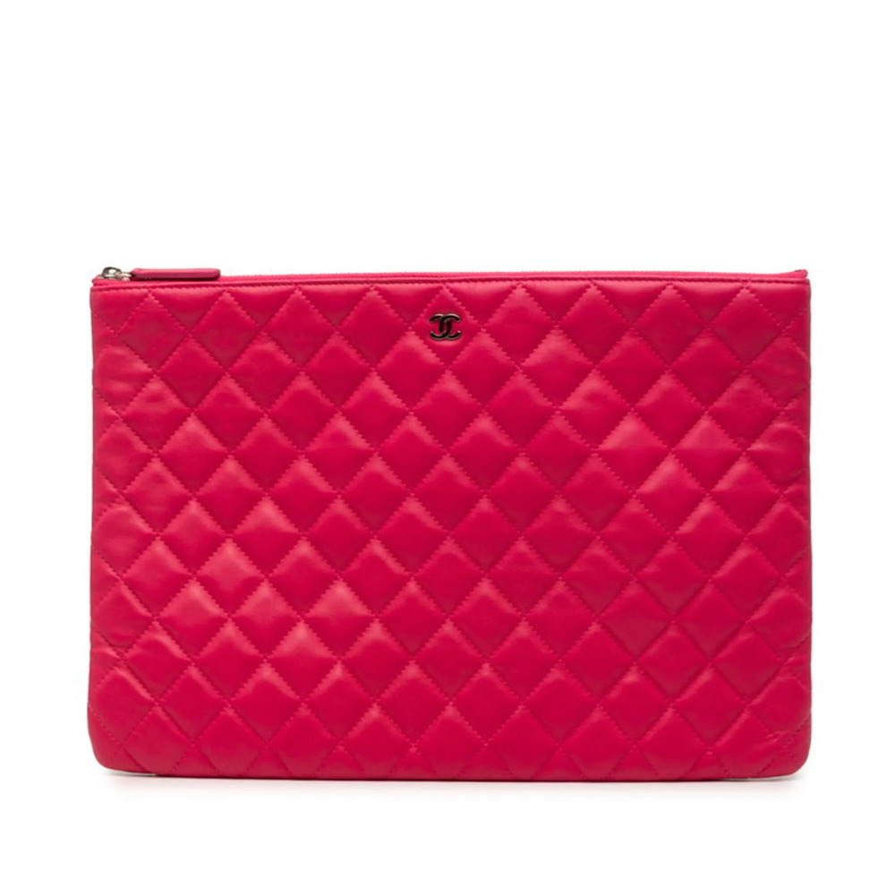 Chanel Coco Mark Matelassé Clutch Bag, Second Pink Lambskin, Women's CHANEL